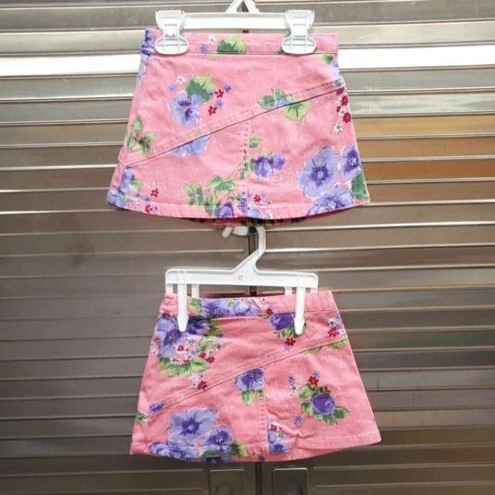 Twins! 2 Matching Floral Pink Skirts
